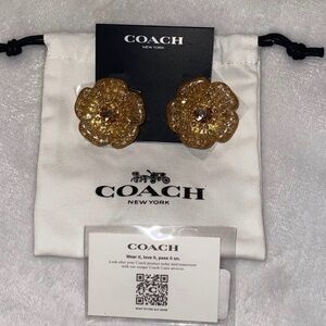 Coach Tea Rose Gold Flower Earrings